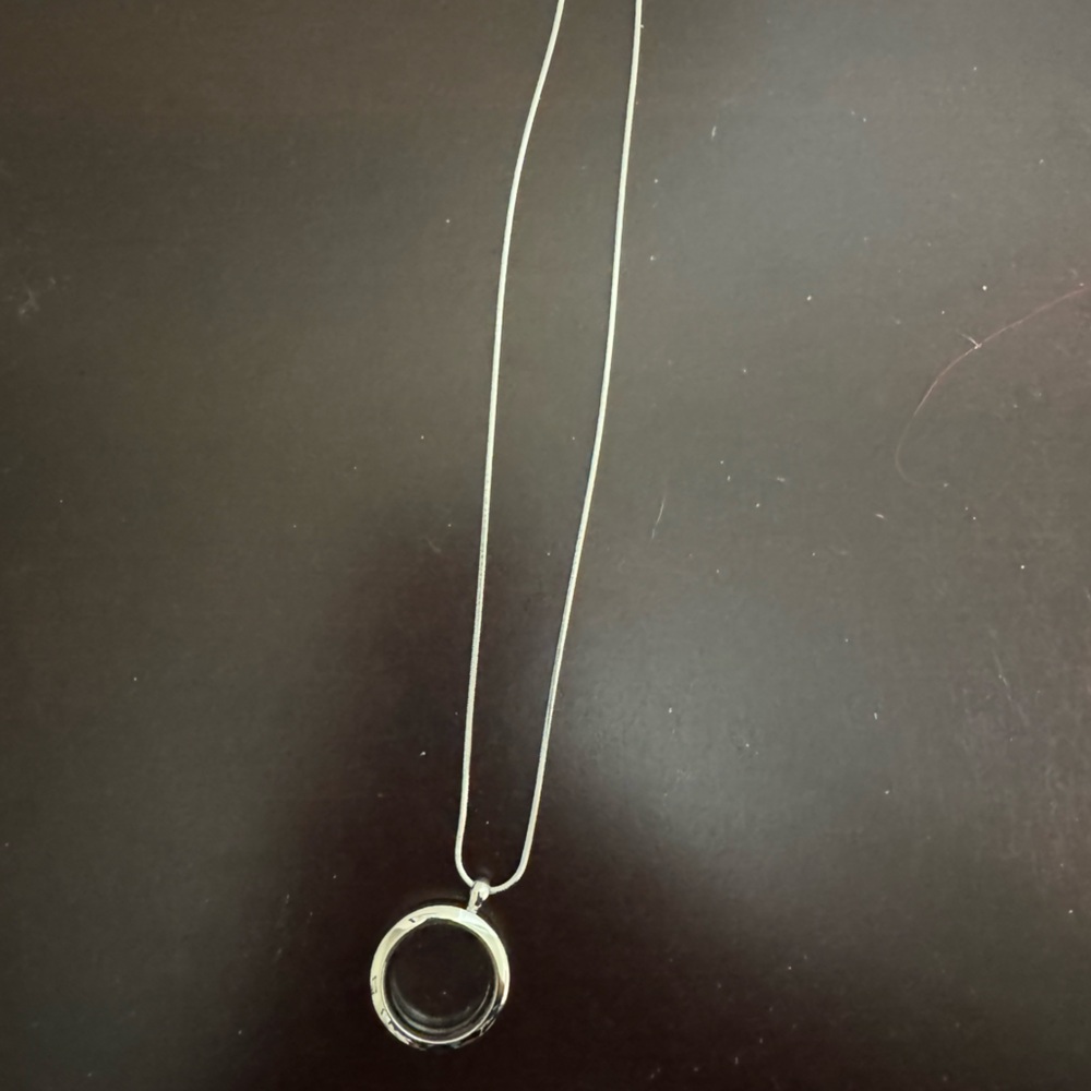 Silver Tone Clear Locket Pendant Charm Necklace